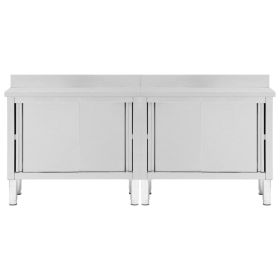 vidaXL arbejdsborde m. skydedøre 2 stk. 200x50x(95-97)cm rustfrit stål